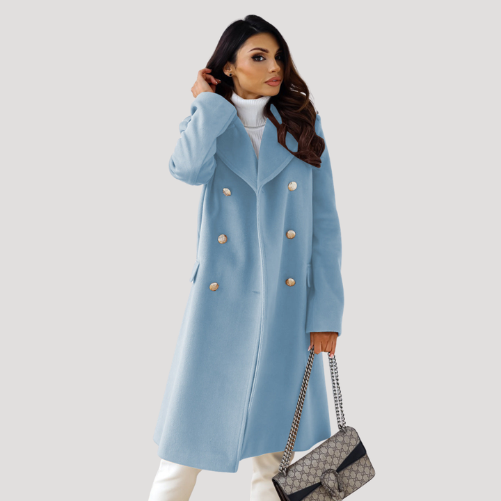 Héloïse Manteau Long Femme en Laine à Double Boutonnage