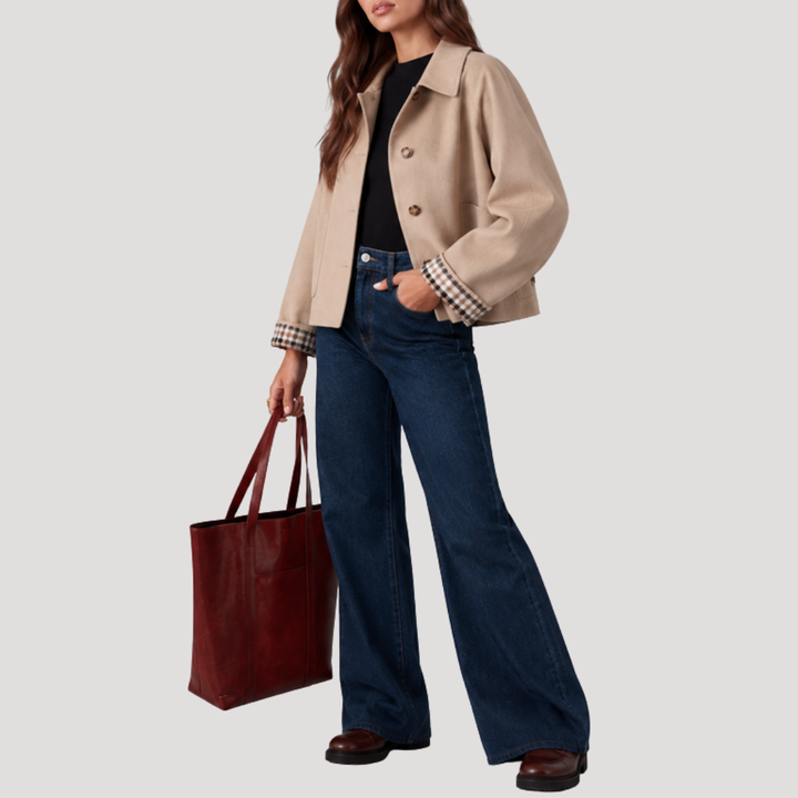Garance Trench Court Femme à Carreaux Doublé