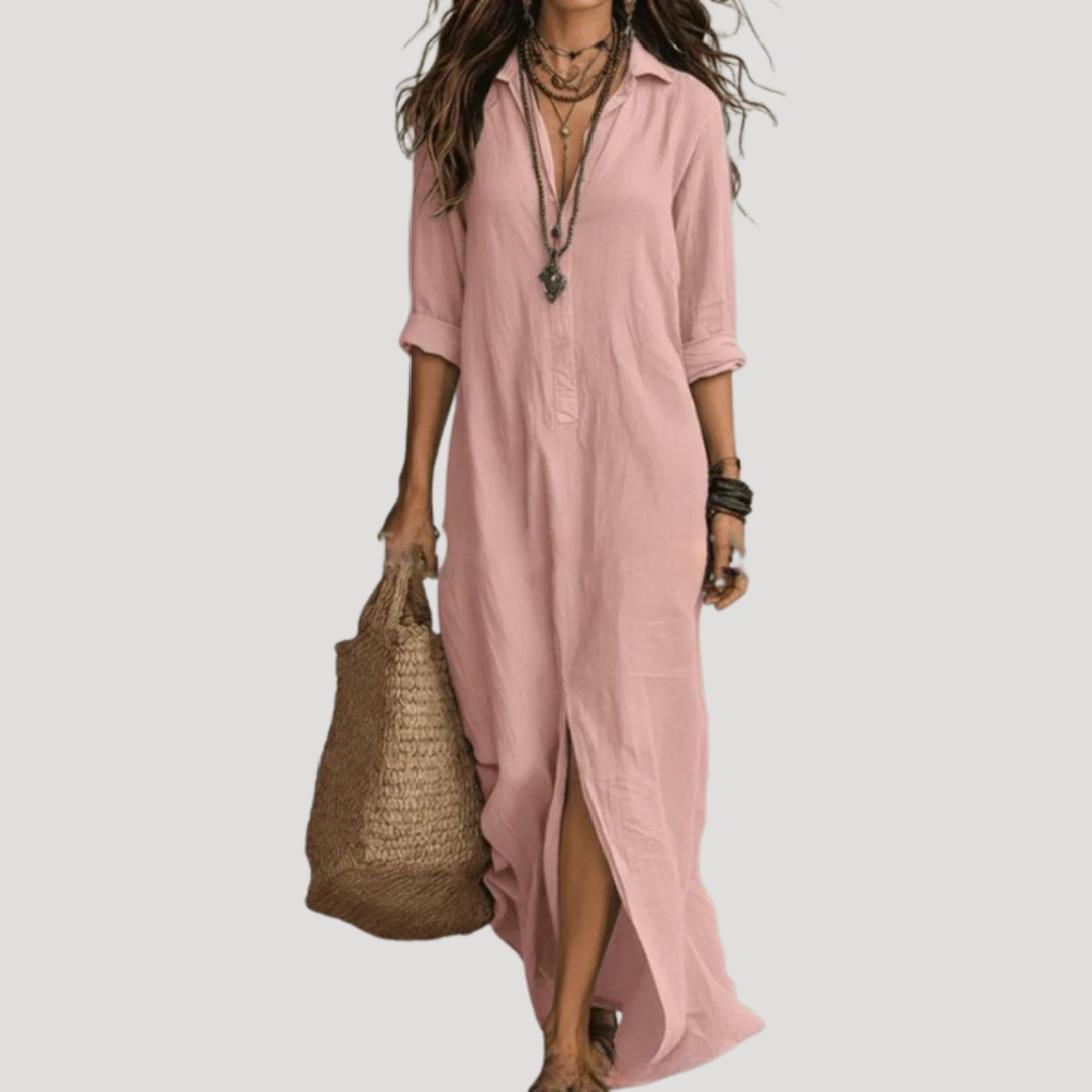 Women's Bohemian V-Neck Slit Maxi Dress