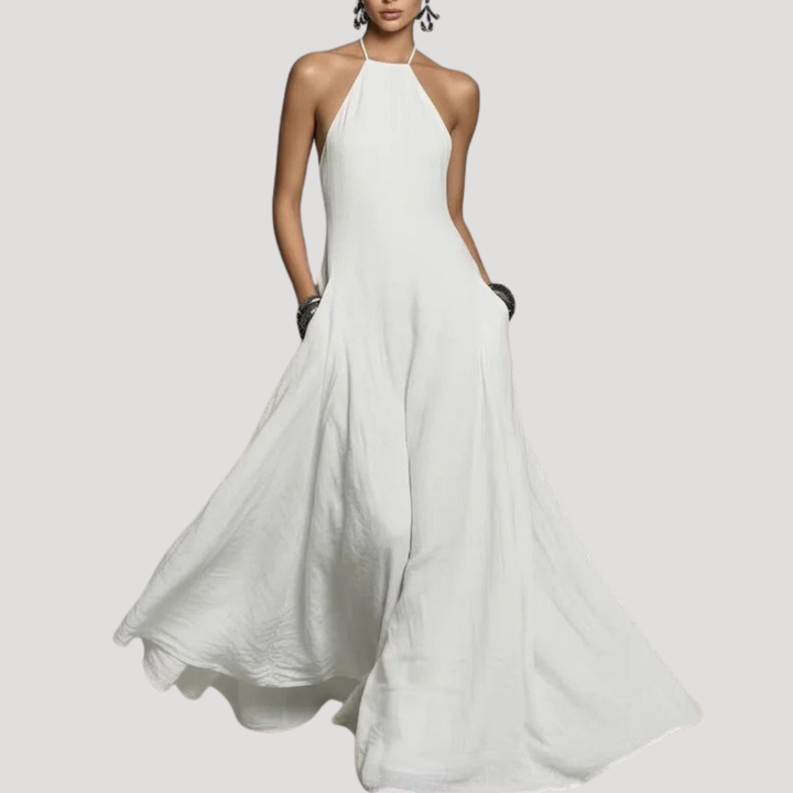 Women's Flowy Backless Maxi Dress