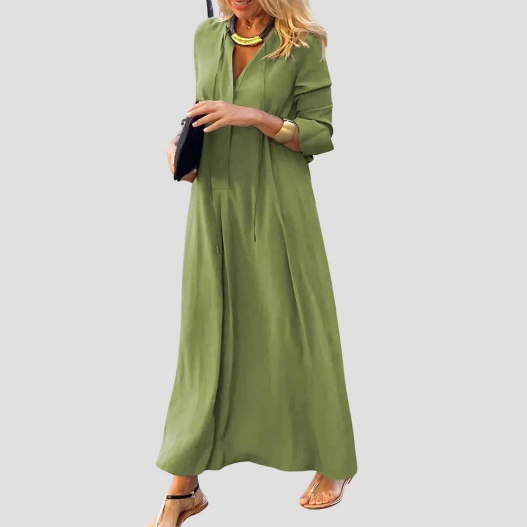 Chic long-sleeved fluid maxi dress