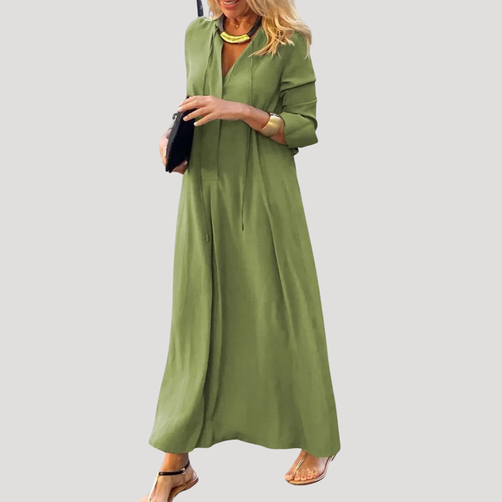 Chic long-sleeved fluid maxi dress