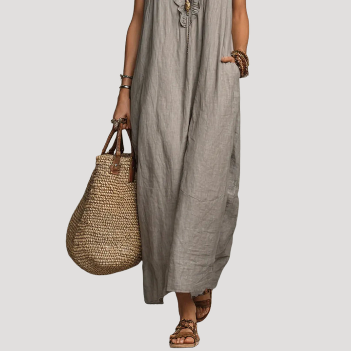 Sleeveless Ruffled Bohemian Maxi Dress