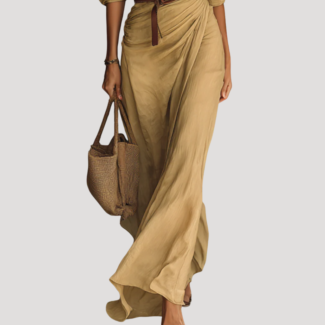 Robe longue chemise ceinturée élégante