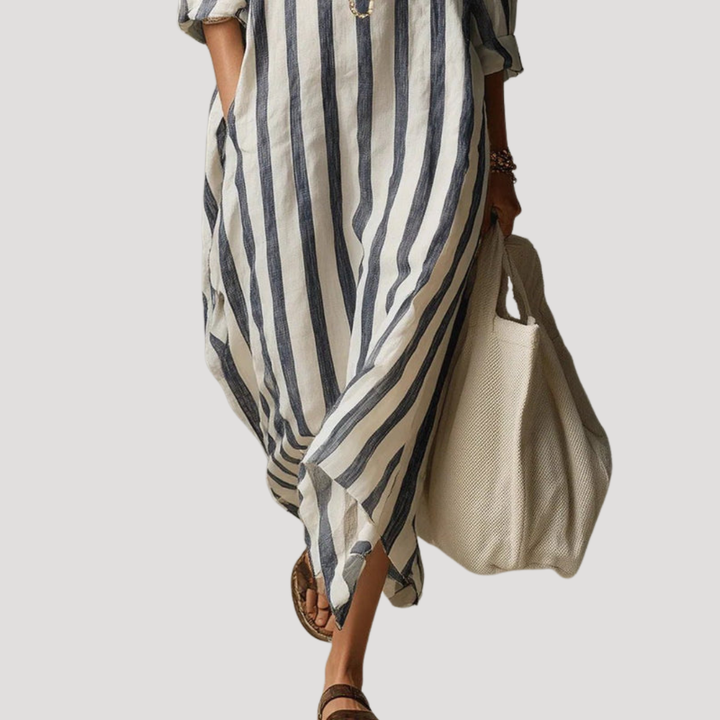 Women's Striped Long Shirt Dress