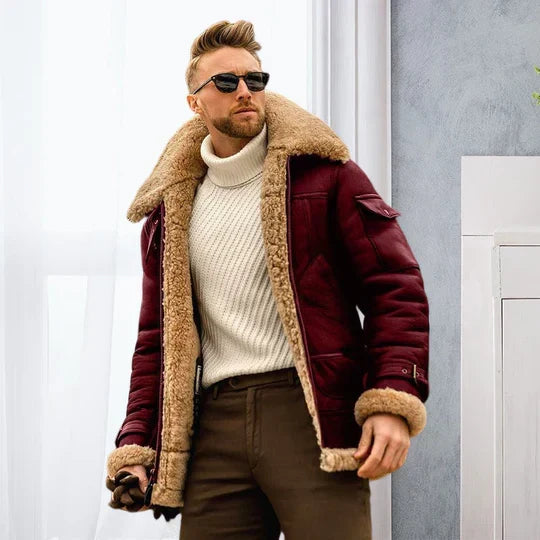 Raymond Veste Homme Cuir Robuste avec Doublure en Fourrure Douce & Style Élégant