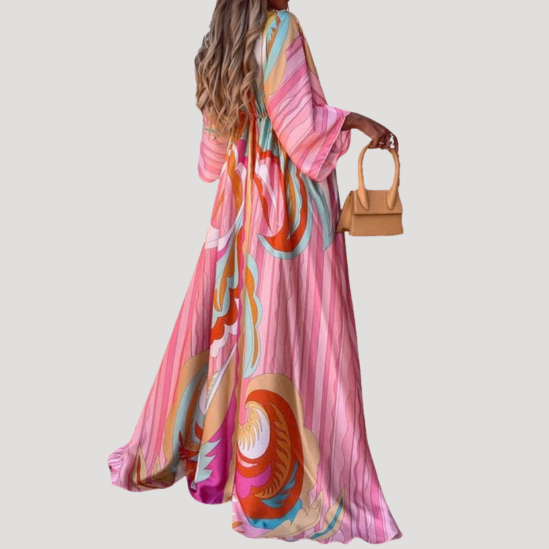Robe longue fluide imprimée d’été