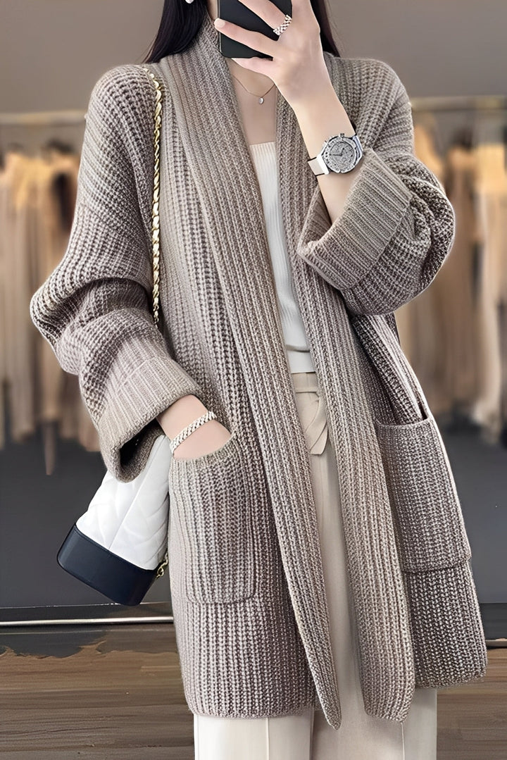 Esther Long Gilet Ouvert pour Femme Maille Douce et Élégante à Coupe Fluide pour Tenues Quotidiennes et Décontractées, vue 4