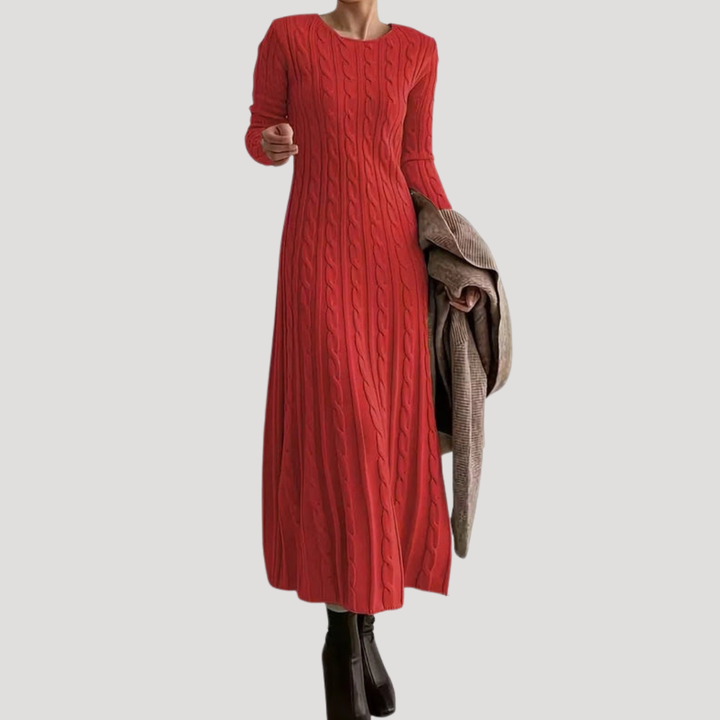 Aurore Robe Pull Longue Femme Torsadée à Manches Longues