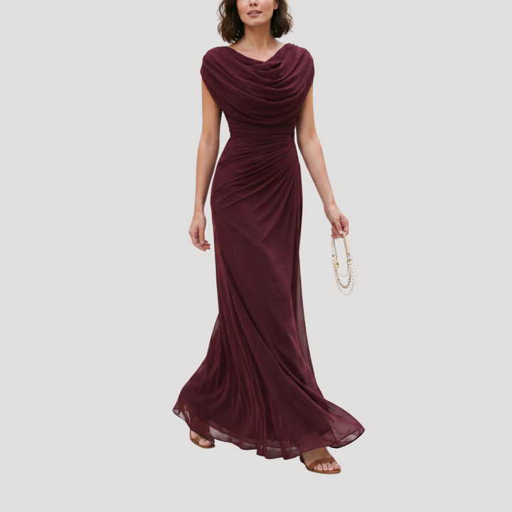Elegant Flowy Draped Women's Maxi Dress