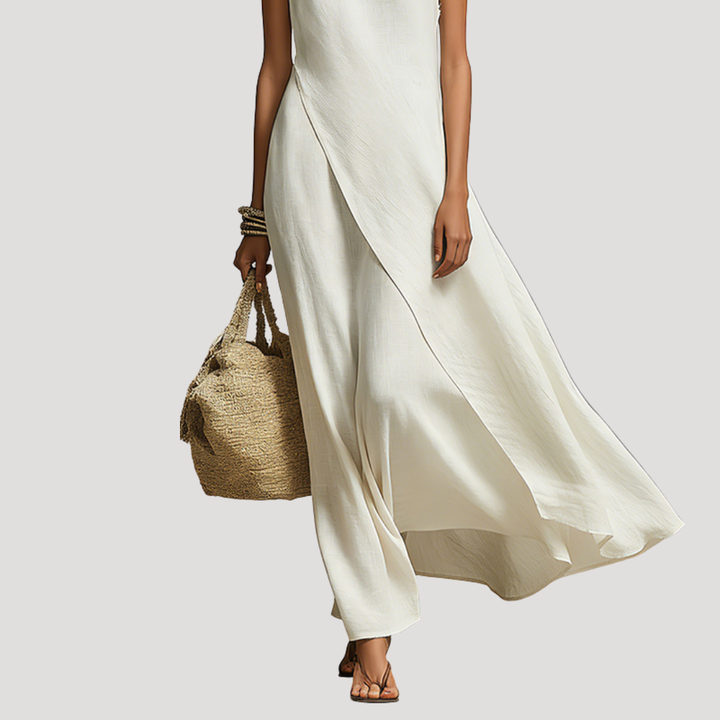 Robe Longue Femme Fluide Sans Manches Élégante