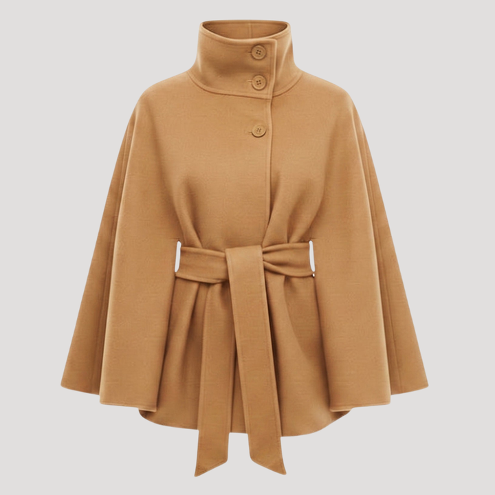 Albane Manteau cape femme ceinturé à col montant