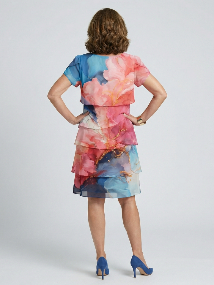 Robe longueur genou en marbre élégant Mira