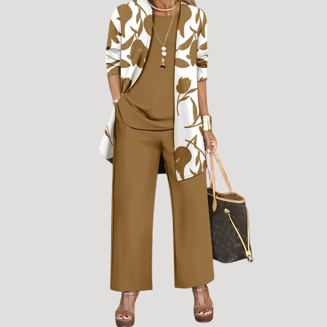 Tailleur Pantalon Trois Pièces Femme Fleuri