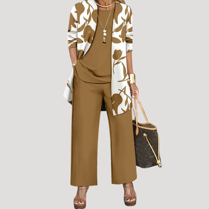 Tailleur Pantalon Trois Pièces Femme Fleuri
