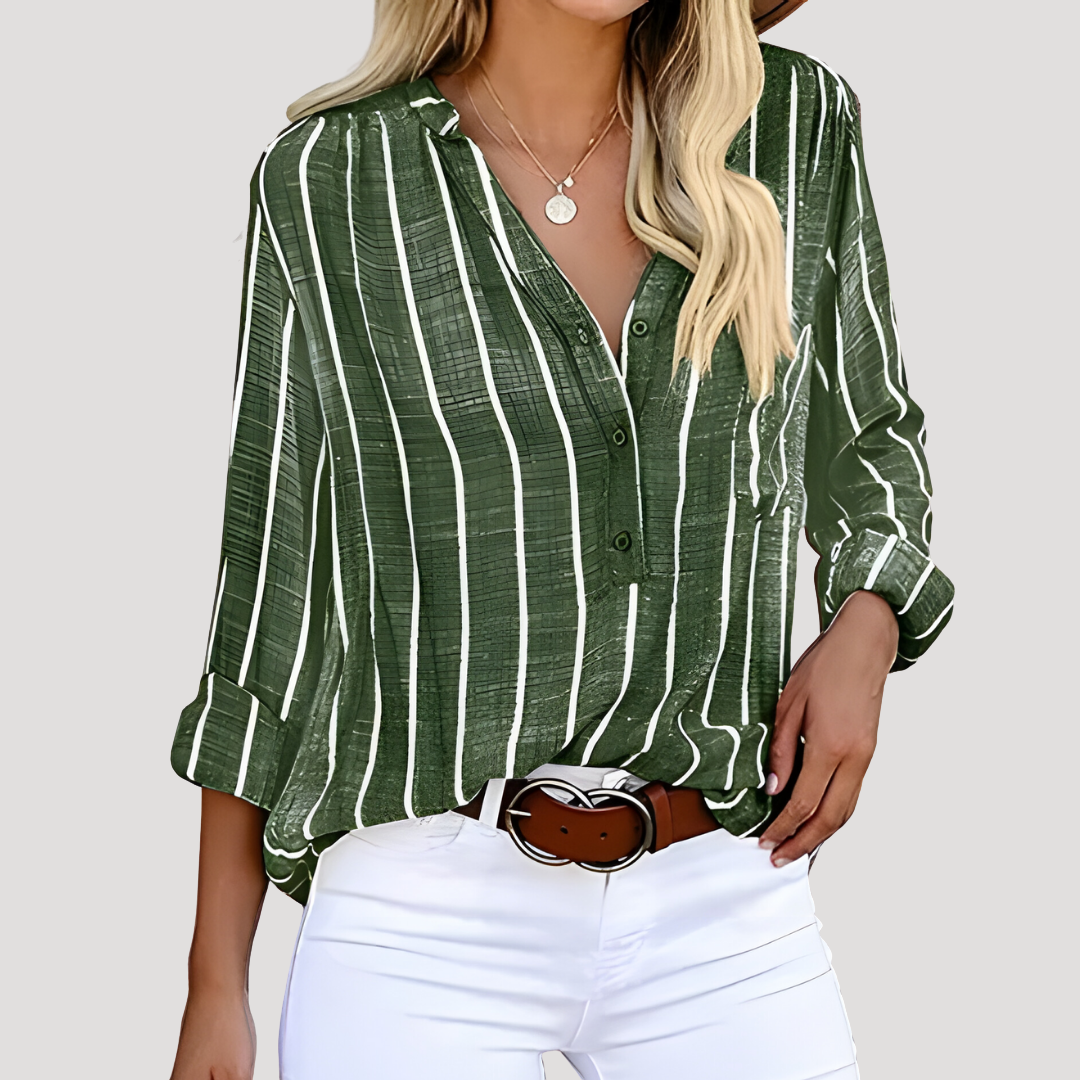 Chic Striped Long-Sleeve Women's Shirt