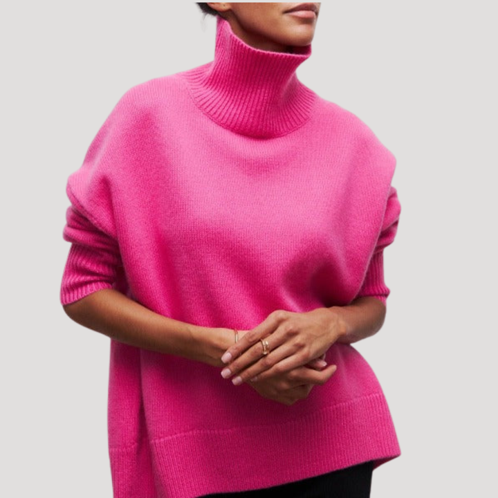 Maëlle Pull Oversize Femme Col Montant
