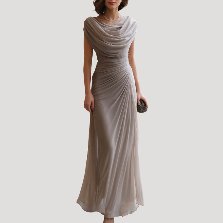 Elegant Cowl Neck Draped Maxi Dress