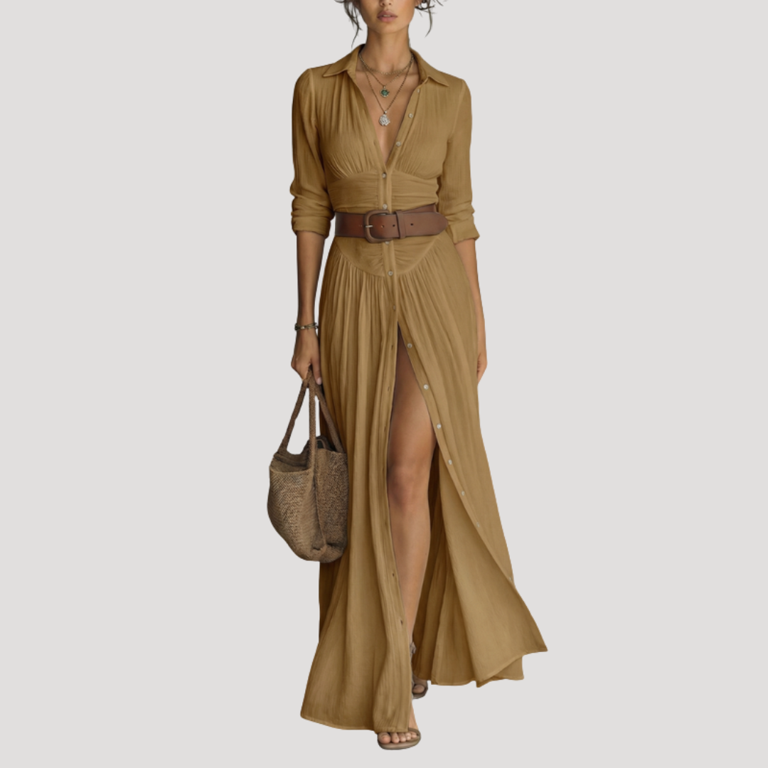 Women's Long Button-Down Shirt Dress