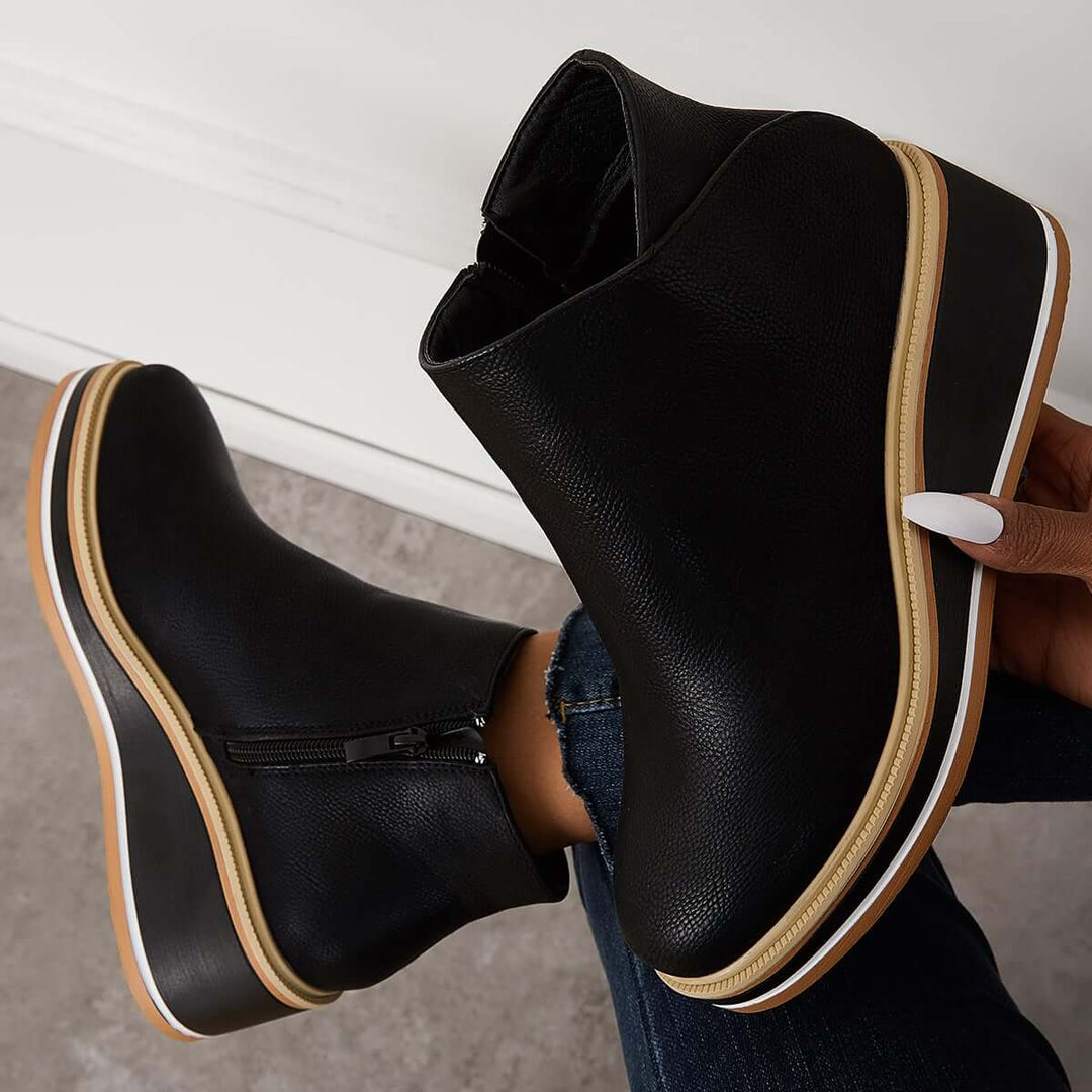 Felise Bottines Femme Bottes à Semelle Plateforme Élégantes avec Zip, Confortables et Durables, vue 3