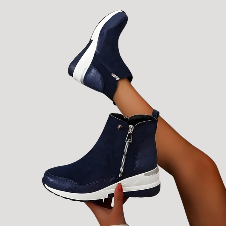 Lison Bottines Femme Zippées à Semelle Compensée