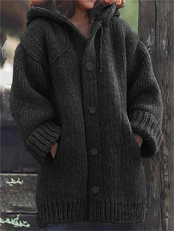 Lylia Gilet Long Femme Maille Douce avec Capuche & Style Confort Élégant, vue 3