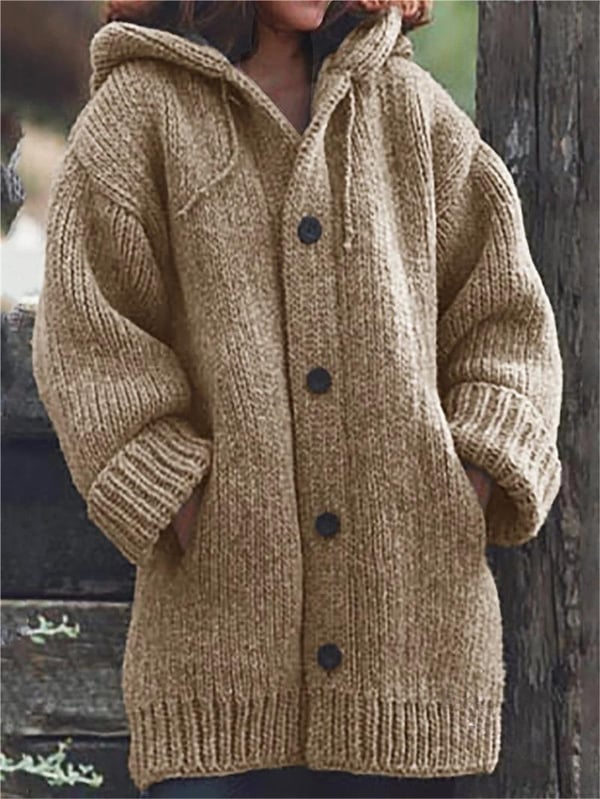Lylia Gilet Long Femme Maille Douce avec Capuche & Style Confort Élégant, vue 4