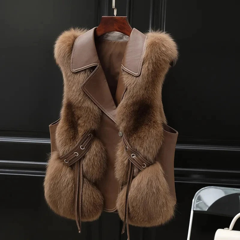 Dilara Gilet Femme en Fausse Fourrure Design Élégant avec Coupe Ajustable & Doublure Douce, vue 8