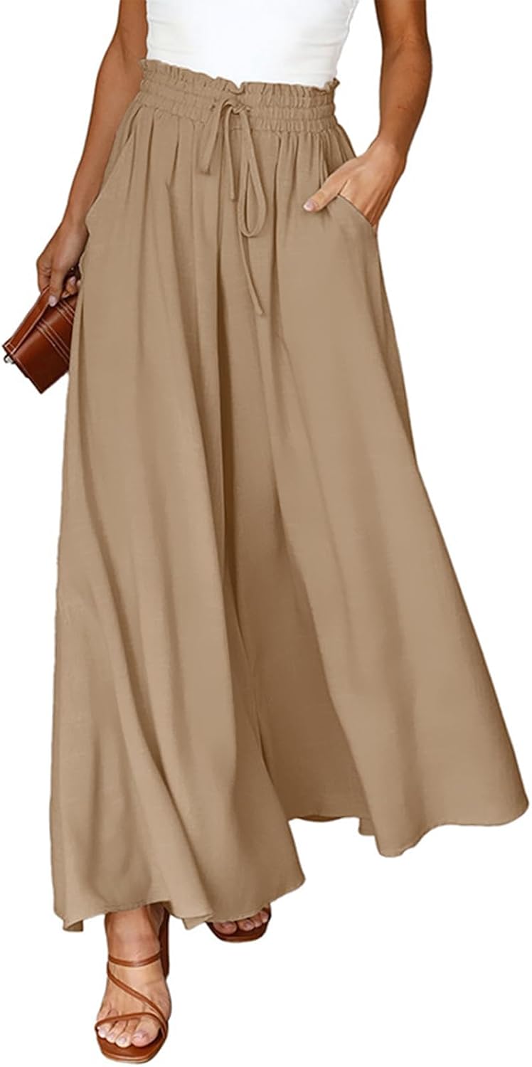 Ondine Pantalon Palazzo Femme Taille Haute à Cordon, Fluide, Léger & Poches, vue 2