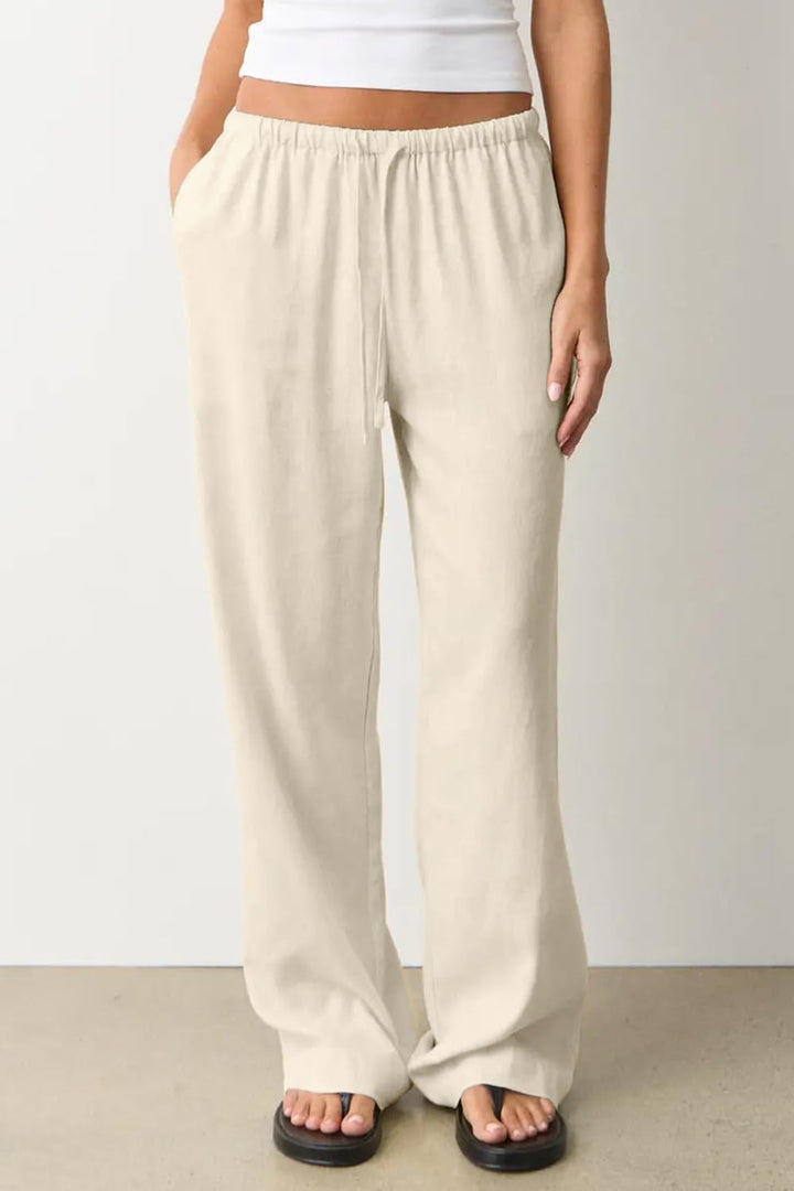 Zyrill Pantalon Femme Lin Palazzo Coupe Large, Taille Élastique, Léger Été Chic, vue 7