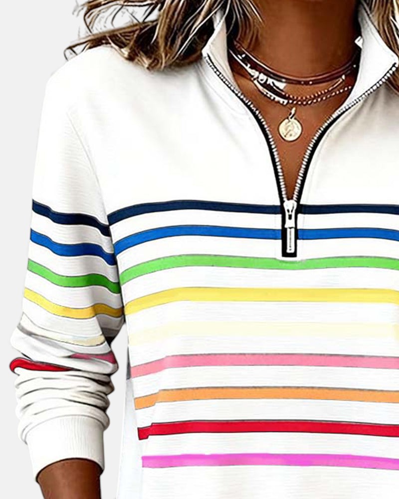 Pull Rayé à Fermeture Éclair pour femme, vue 12