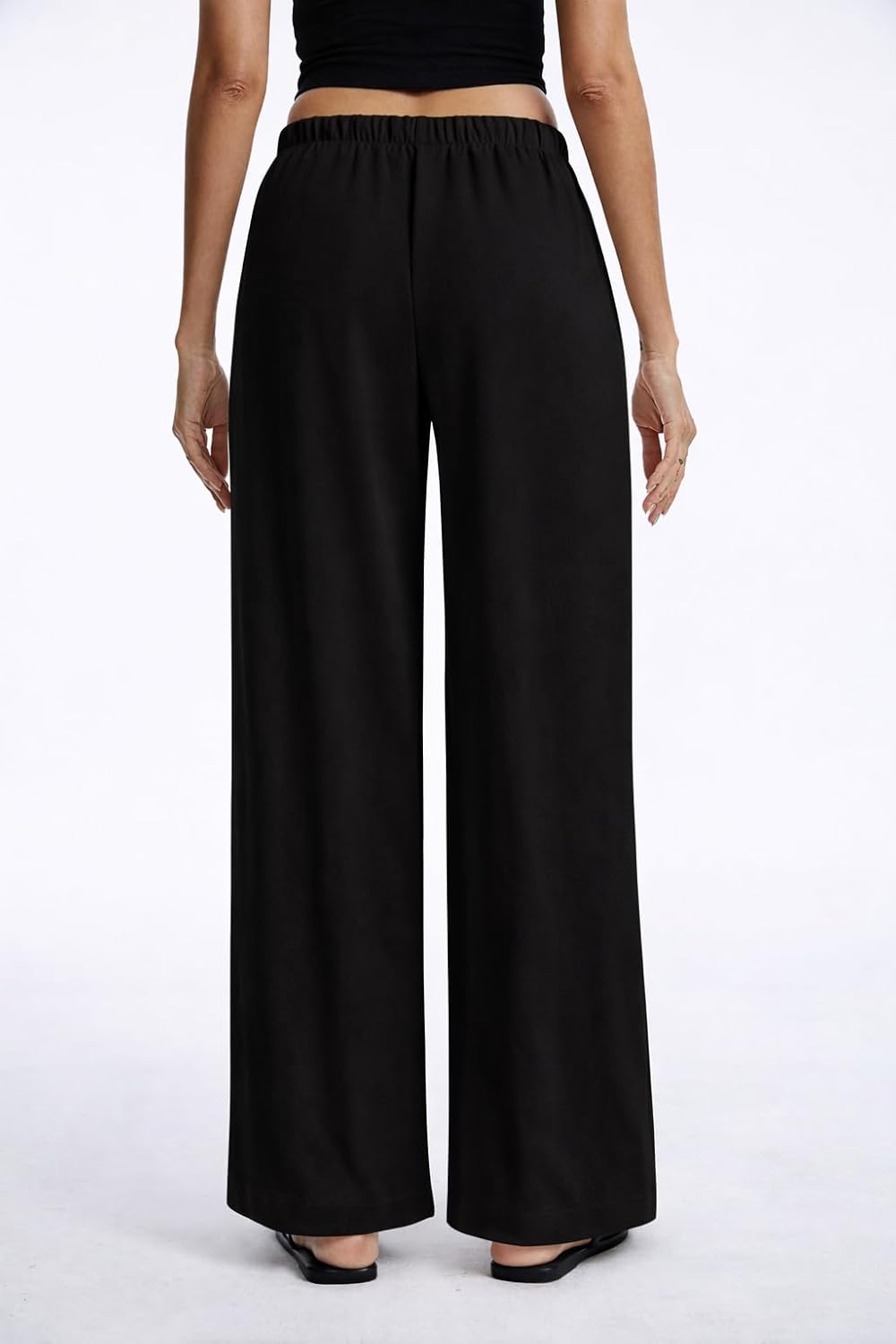Clyde Pantalon Femme Pantalon Large Taille Haute Crêpe Sans Plis & Poches, vue 4