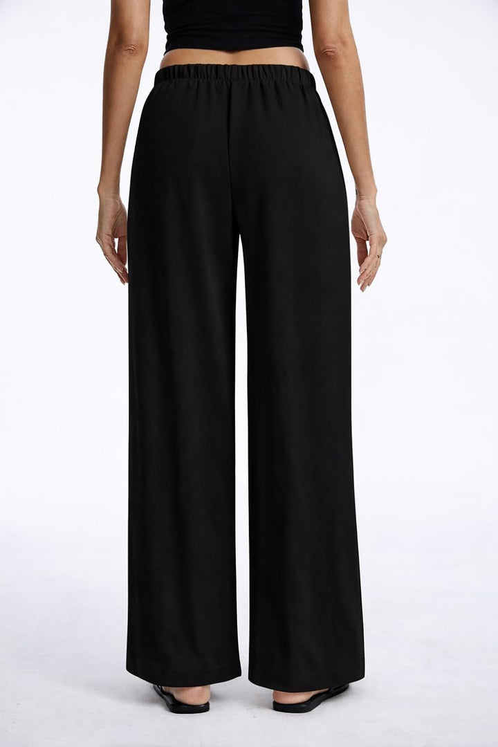 Clyde Pantalon Femme Pantalon Large Taille Haute Crêpe Sans Plis & Poches, vue 4