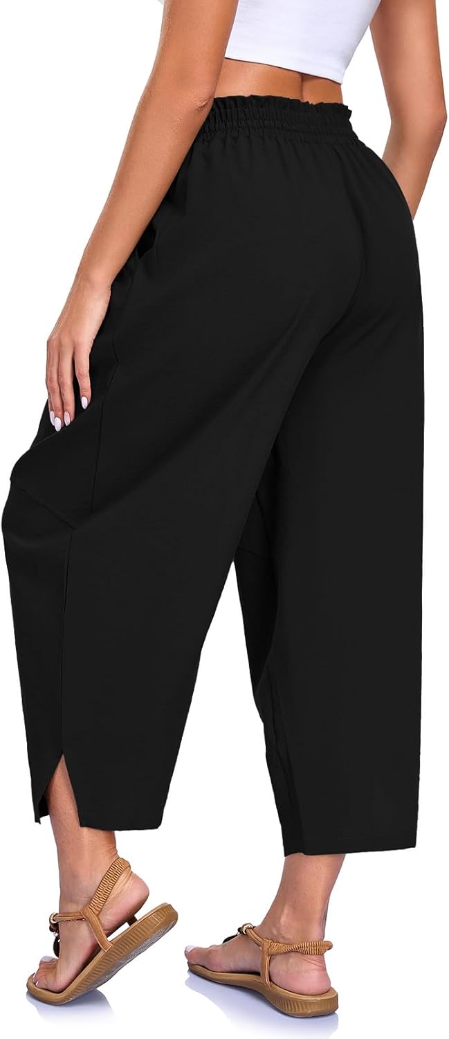 Cristal Pantalon Femme Harem Coupe Large, Taille Haute Élastique, Léger Décontracté, vue 5
