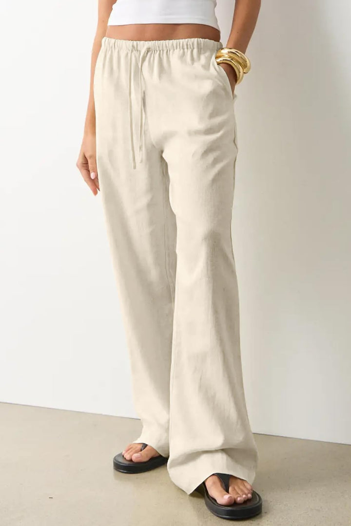 Zyrill Pantalon Femme Lin Palazzo Coupe Large, Taille Élastique, Léger Été Chic, vue 4