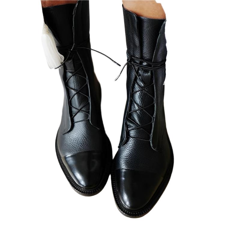 Zuriel Bottes Femme Bottes Hautes Élégantes à Talon & Lacets en Cuir