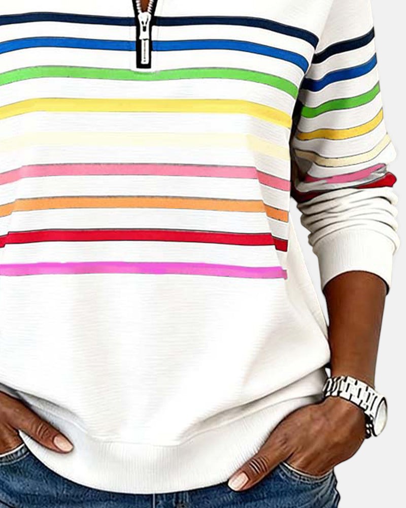 Pull Rayé à Fermeture Éclair pour femme, vue 13