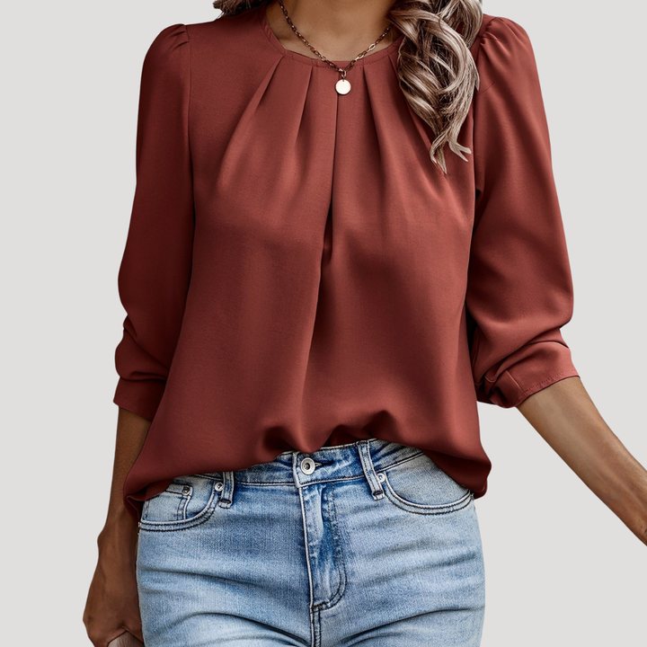 Women's Elegant Pleated Long Sleeve Blouse