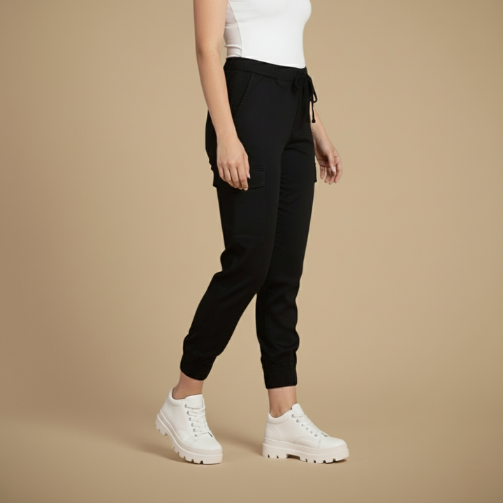 Kate Pantalon Cargo Jogging Femme Jogger Streetwear à Taille Élastique et Poches, vue 6