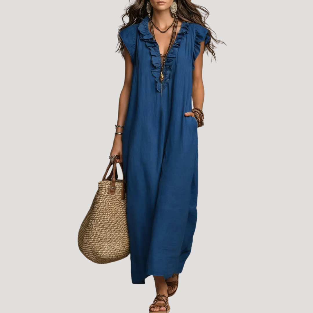 Sleeveless Ruffled Bohemian Maxi Dress