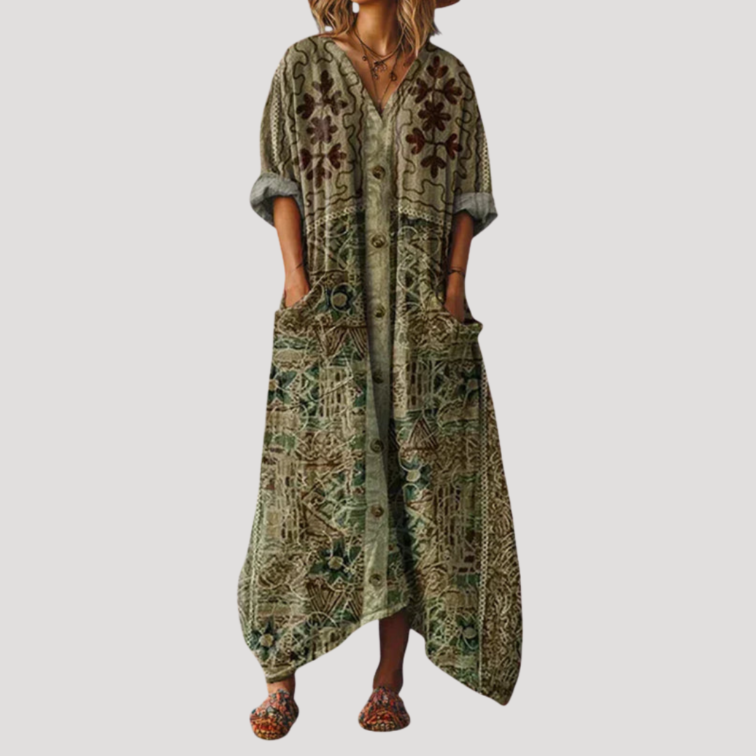 Robe Longue Femme Décontractée Imprimé Ethnique