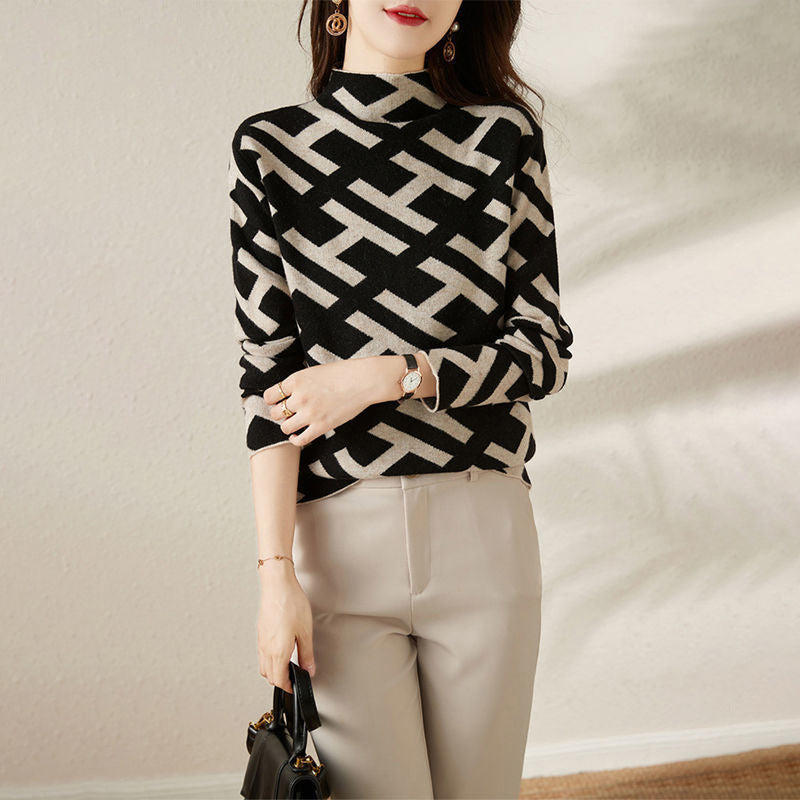 Maeve Pull Tricoté Noir et Blanc pour Femme Pull Doux et Élégant avec Coupe Moderne et Féminine