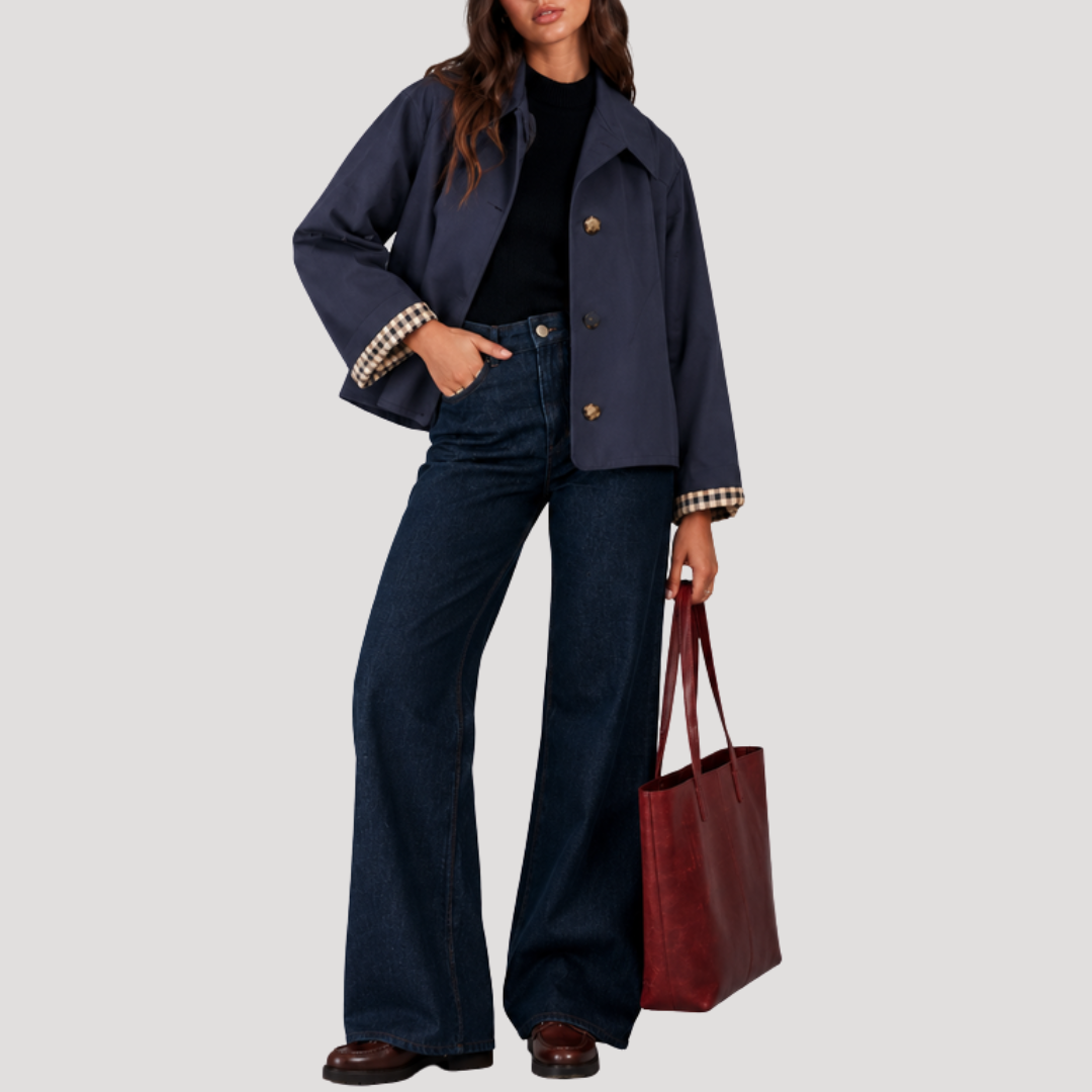 Garance Trench Court Femme à Carreaux Doublé