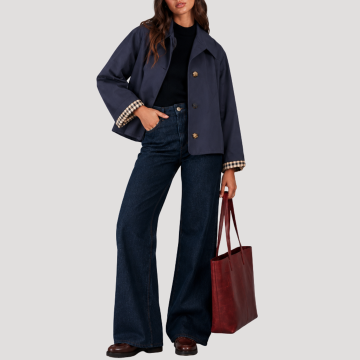 Garance Trench Court Femme à Carreaux Doublé