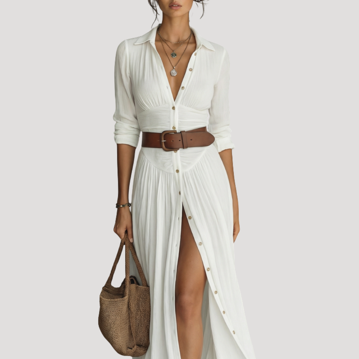 Women's Long Button-Down Shirt Dress