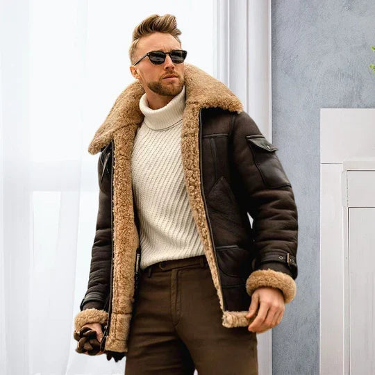 Raymond Veste Homme Cuir Robuste avec Doublure en Fourrure Douce & Style Élégant, vue 2