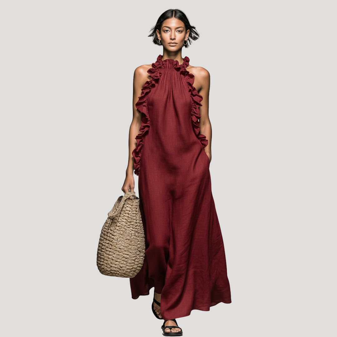 Women's Sleeveless High Neck Summer Maxi Dress
