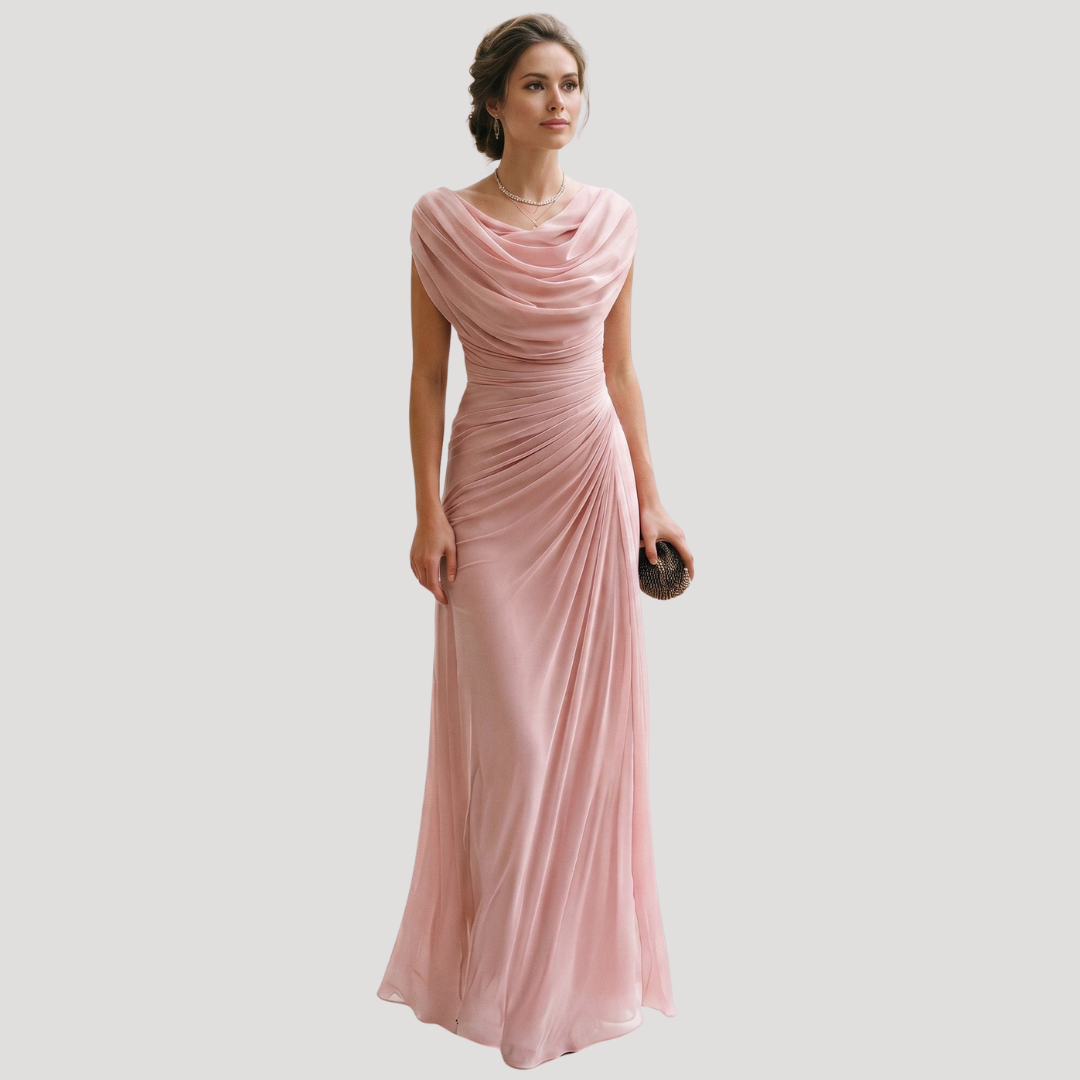 Elegant Flowy Draped Women's Maxi Dress