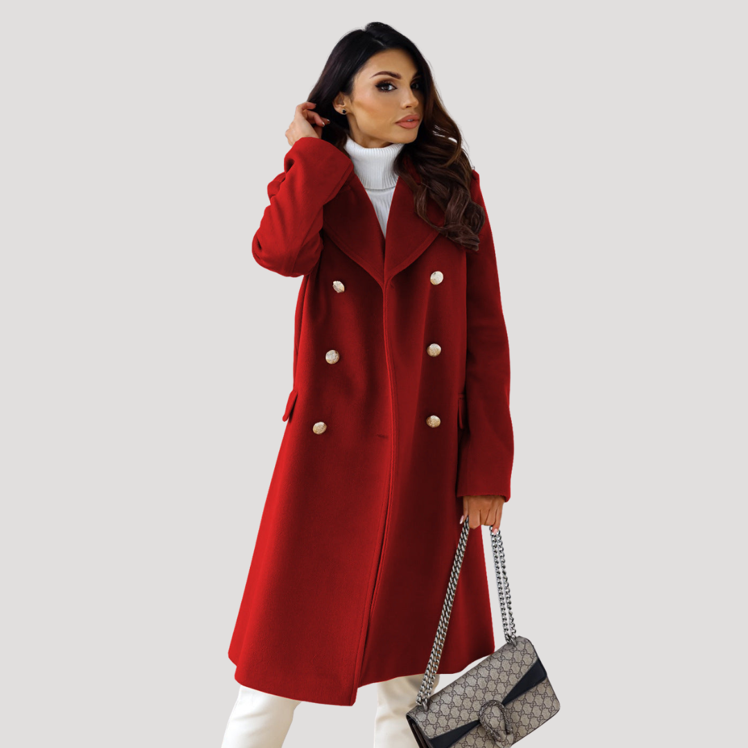 Héloïse Manteau Long Femme en Laine à Double Boutonnage