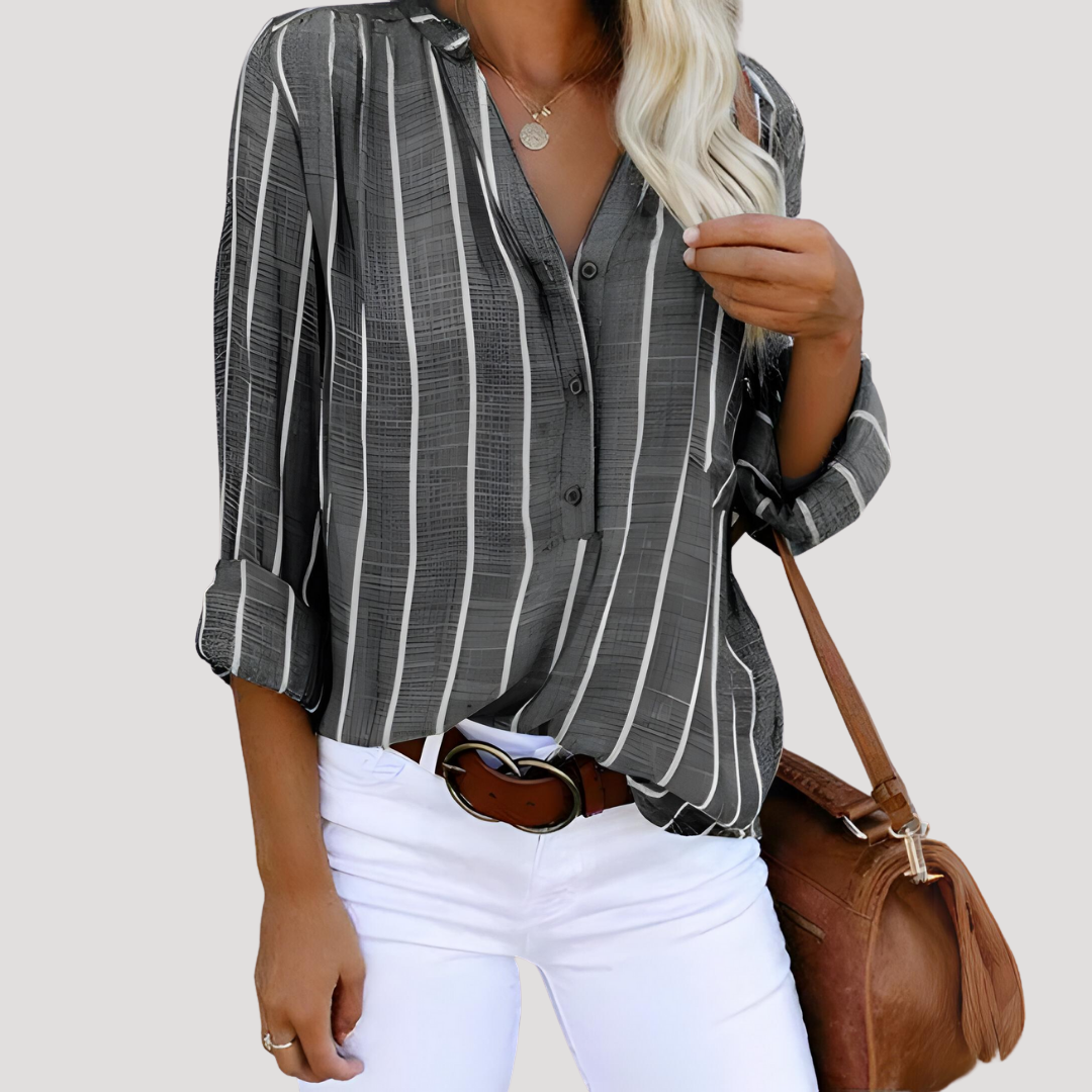 Chic Striped Long-Sleeve Women's Shirt